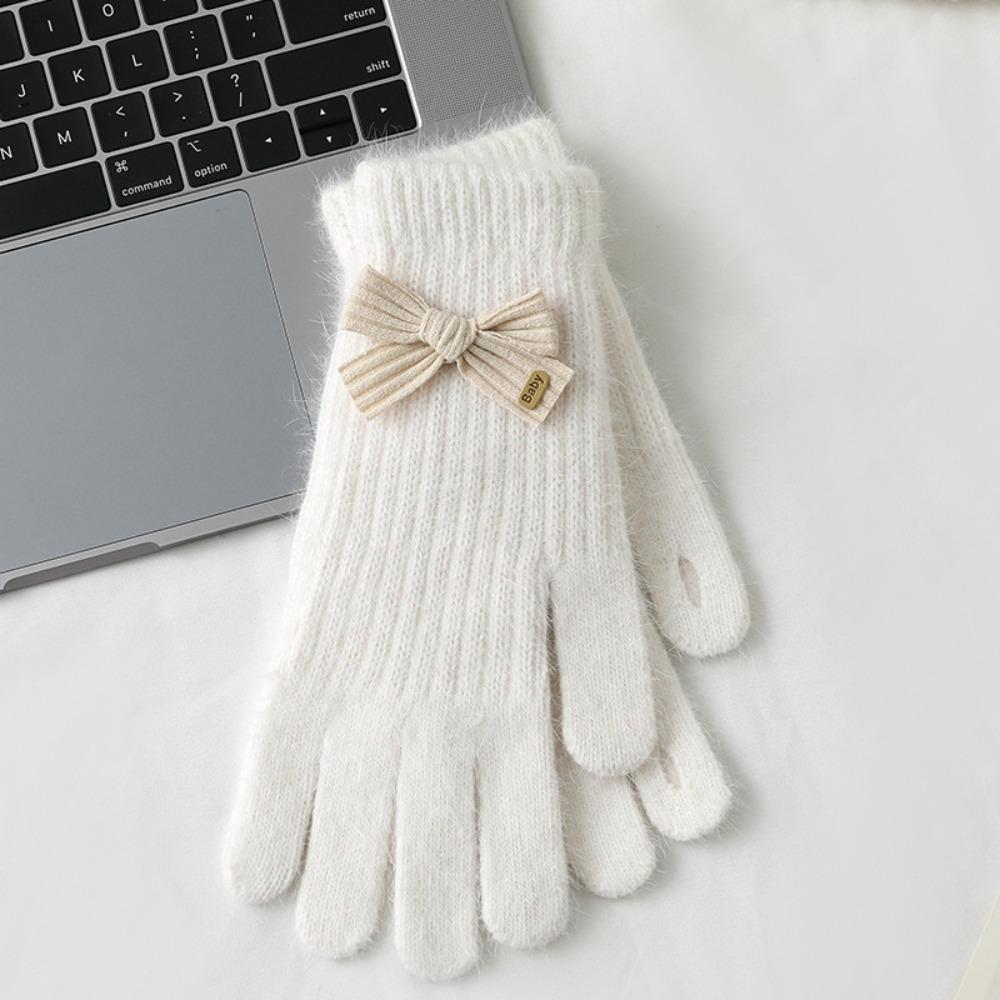 Verdickte Plüschhandschuhe Kaninchenhaar Baumwollfäustlinge Niedliche Vollfingerhandschuhe Frauen