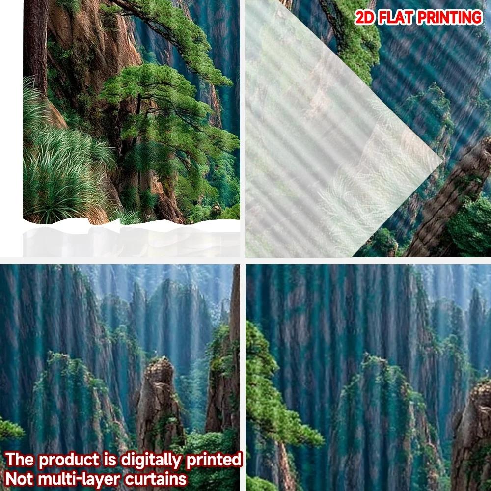 Set Of 2 Pine Tree Mountain Landscape Curtains Lush Green Forest Majestic Peaks Nature Themed Bedroom Living Room Curtain For Area Made Polyester