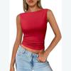 Solid Color round Neck Sleeveless Top Solid Crew Neck Slim fit Sleeveless Top Women