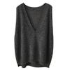 Women's Autumn Spring Vest Knitted Sleeveless V-neck Sweater Casual Loose Solid Color Sweater Vests