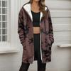 Women's Gradient Print Fashionable Loose Zipper Fleece Hoodie Jacket