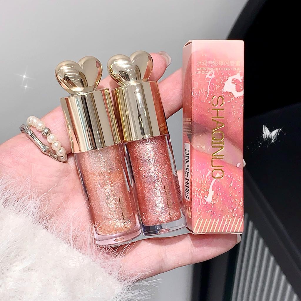 Moisturizing Plump and Sparkling Lip Gloss Mirror Water Lip Glaze Moisturizing Lip Oil Diamond Shimmer Glitter Liquid Lipsticks