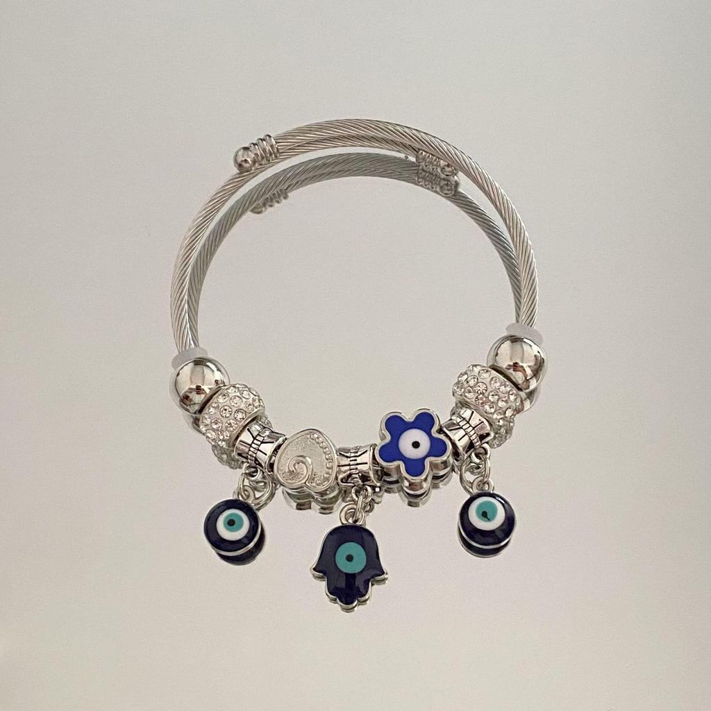 Panjia Dora Women's Stainless Steel Beaded Bracelet - European American Versatile Luxury Jewelry