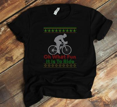 Christmas Biker T-Shirt - Oh What Fun Biking Cycling Bike Funny Ugly Christmas Sweater - T-shirt