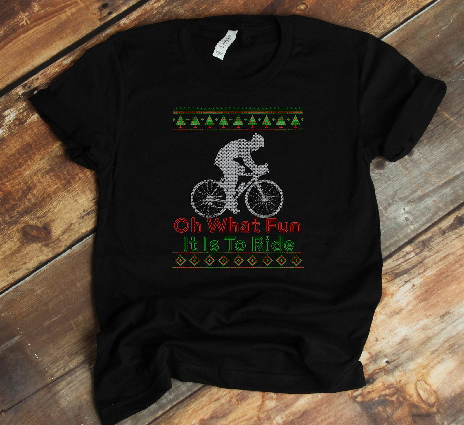 Christmas Biker T-Shirt - Oh What Fun Biking Cycling Bike Funny Ugly Christmas Sweater - T-shirt S