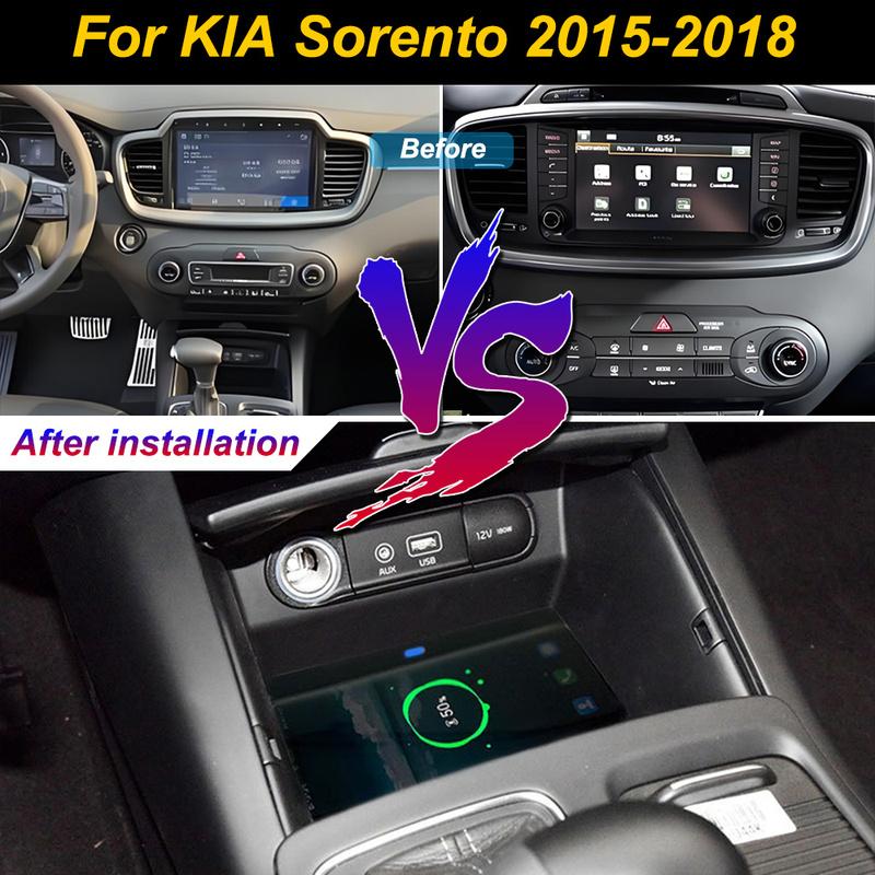 2 DIN для KIA Sorento 2015-2018 Автомобильное беспроводное зарядное устройство для мобильного телефона Консоль Центральная Хранение 18 В Держатель пластины для быстрой зарядки iPhone For android