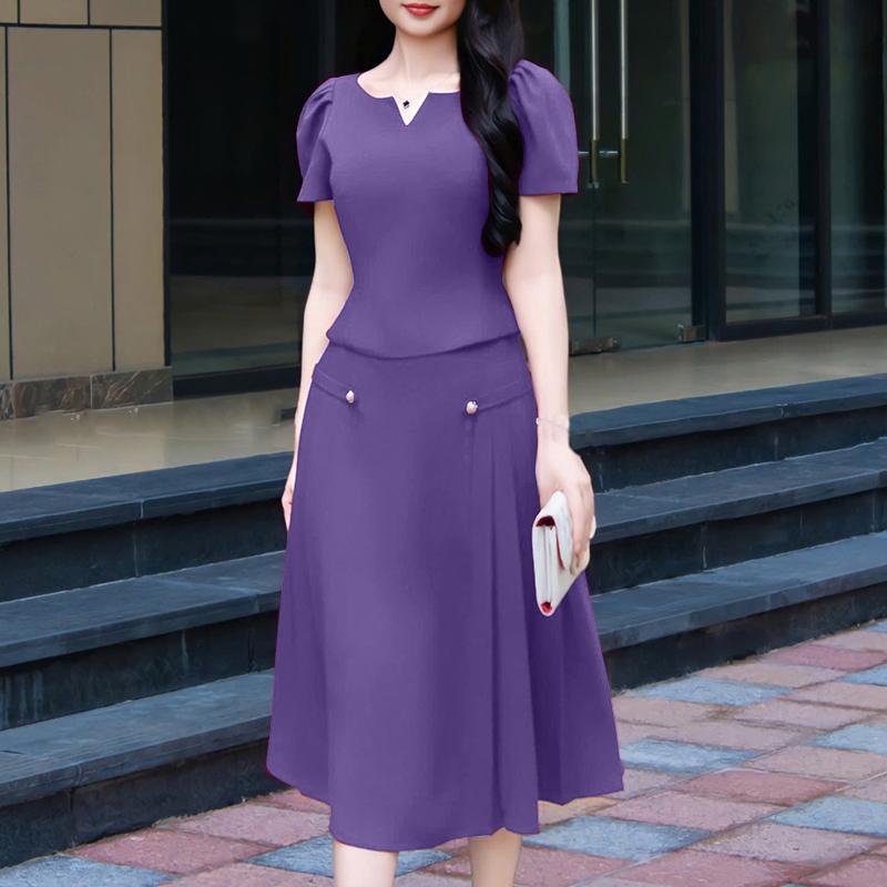 

ZANZEA Женские блузки с коротким рукавом и юбки Повседневные костюмы-двойки 4XL фиолетовый