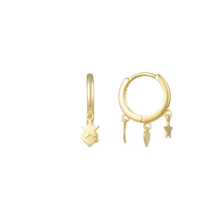 Boucles D'oreilles Zaccus Argent 925 Plaqué Or Jaune 18 Carats