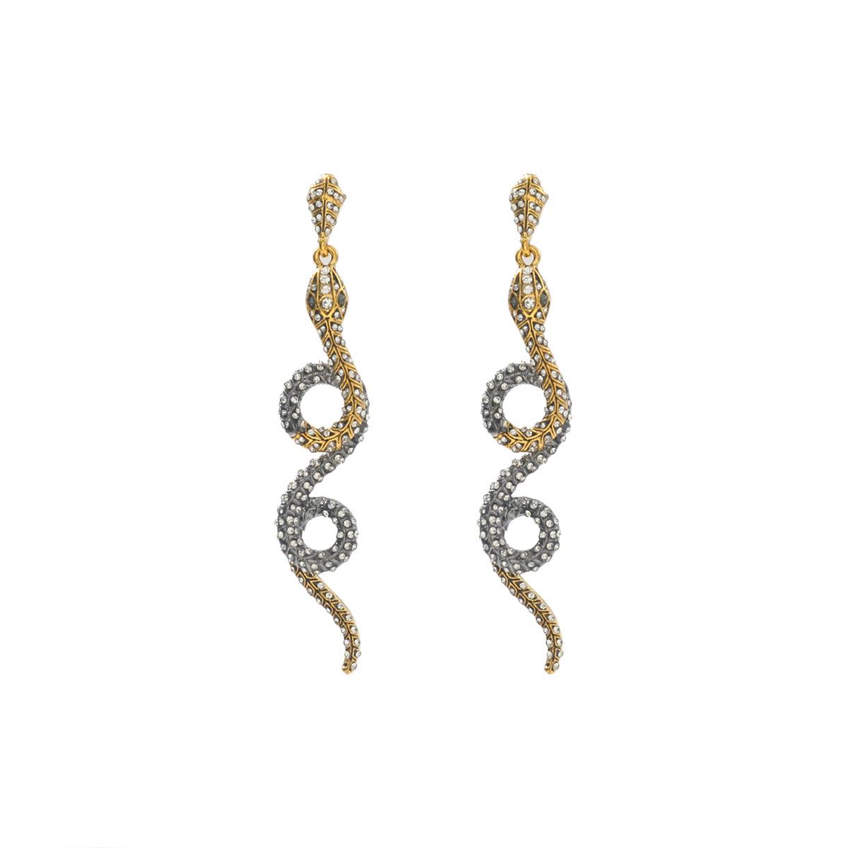 Autumn animal full diamond snake pendant necklace earrings bohemian light luxury