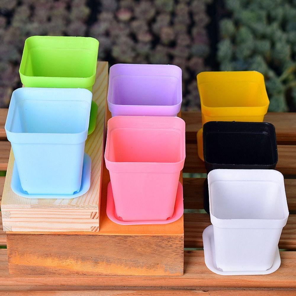 

10pcs Colorful Flower Pot Mini Succulent Pot Plant Grow Container Small Square Pot Home зелений