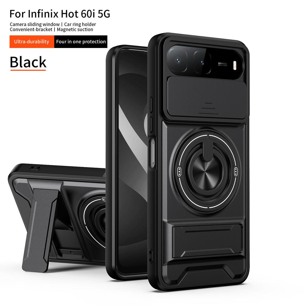 Für Infinix Hot 60i 5G Hülle Infinix Hot 60i 5G Cover Magsafe Magnetischer Klapphalter Militärische Panzerung Kamera Schutzhülle