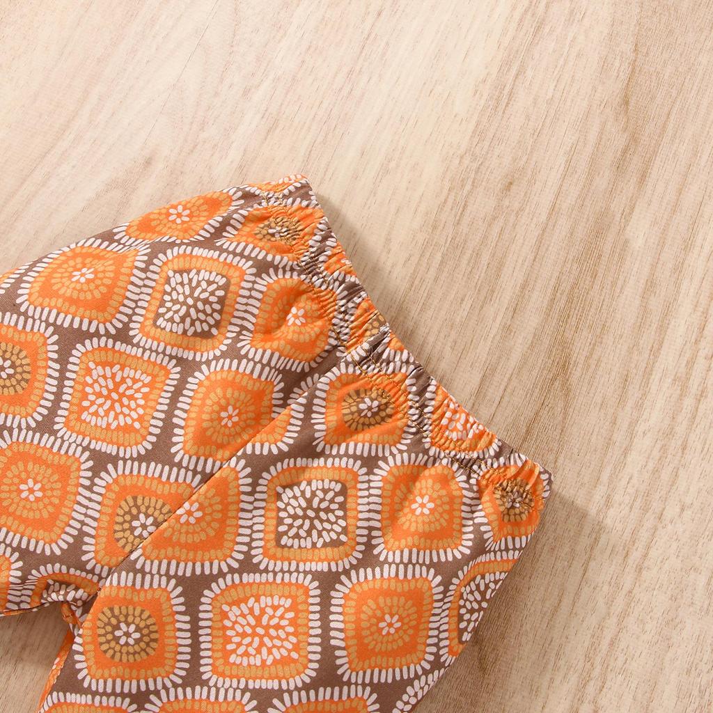 Baby Girls Summer Outfits Summer Sleeveless Halterneck Tops and Geometric Print Casual Flared Pants Set