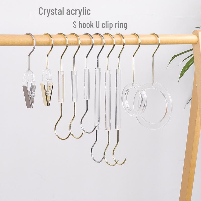 Transparent Acrylic S-Shaped Crystal Clothes Hanger Hook