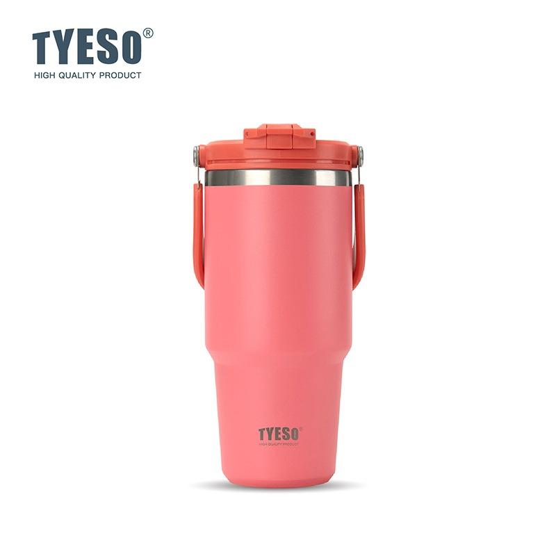 Tyeso Stainless Steel Vacuum Flasks Handle Thermos Cup Dual-Drink Coffee Cup Cold & Hot Insulated Cup Tumbler Ice Cup Car Bottle