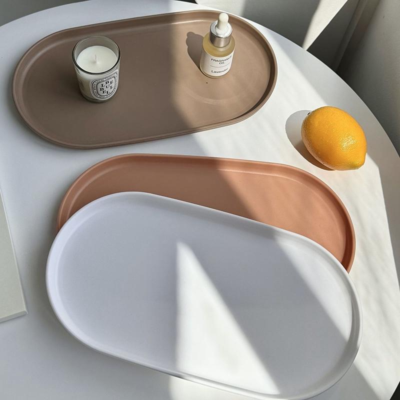 PP Oval Tray Cake Dessert Utensil Tray Ins Korean Dumpling Plate Jewelry Storage Plate Restaurant Insulation Pad Fruit Plate