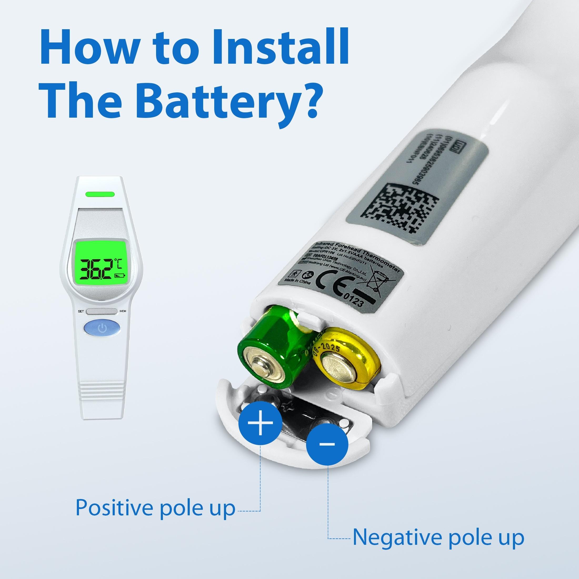 

Цифровой инфракрасный термометр для взрослых — измеряет температуру лба и уха для точных показаний лихорадки (Батарейки ААА в комплект не входят.) Green Backlight + Fever Reminder