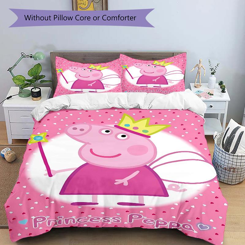 3pcs Peppa Pig Duvet Cover Set, 1 Duvet Cover + 2 Pillowcases (No Insert), High-Definition Print, Home & Dorm Set yy251208030