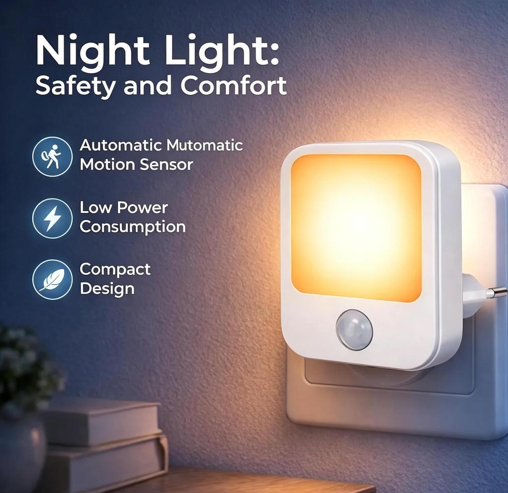 1x LED Night Light with Motion Sensor for the Baby’s Room or Bathroom