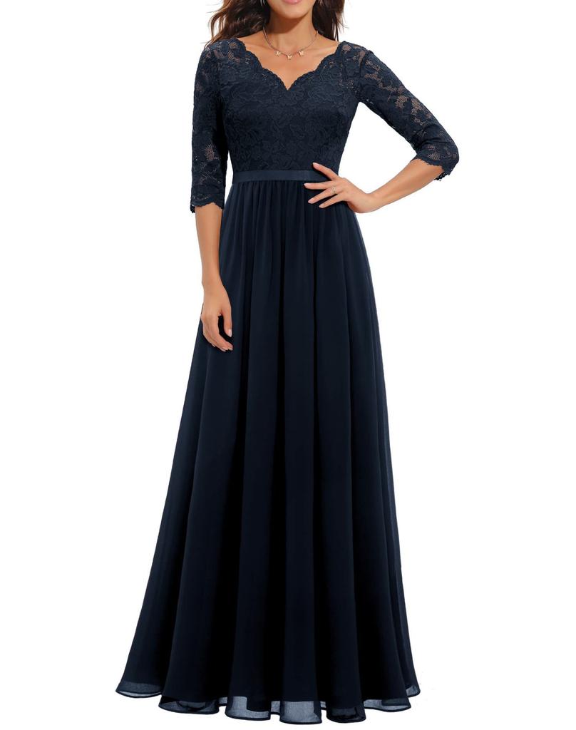 Foreign trade Amazon new European and American slim-fit lace long dress temperament advanced lace evening dress long dress