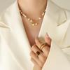 Handmade Heart Pendant Necklace with Faux Pearl & Gold-Plated Titanium Steel for Women's Fashion