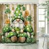 Charming Gnome Shower Curtain -Waterproof,Mildew-Resistant With Frog And Mushroom Design For Whimsical And Nature-Inspired Decor