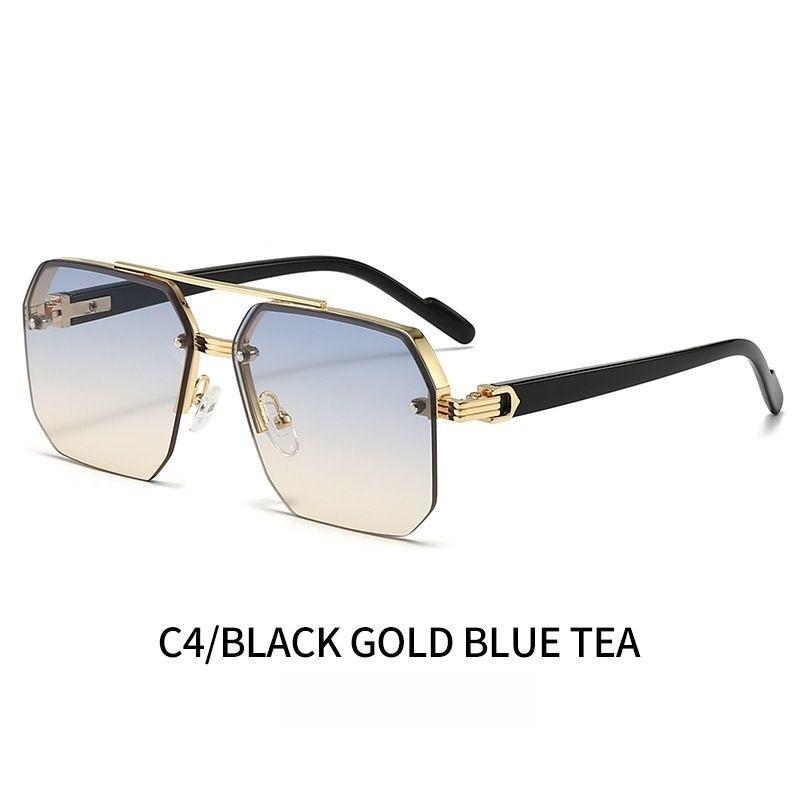 Double Bridge Semi-Frame Sunglasses New Square UV400 Shades for Men Driving Women Fashion Premium Sun Glasses