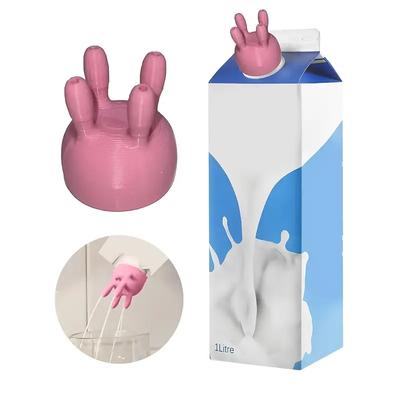 Milk Bottle Cap Milk Carton Cap Milk Diverter Cartoon Reusable Juice Milk Drinking Bottles Pour Spout Covers Kitchen Gadgets