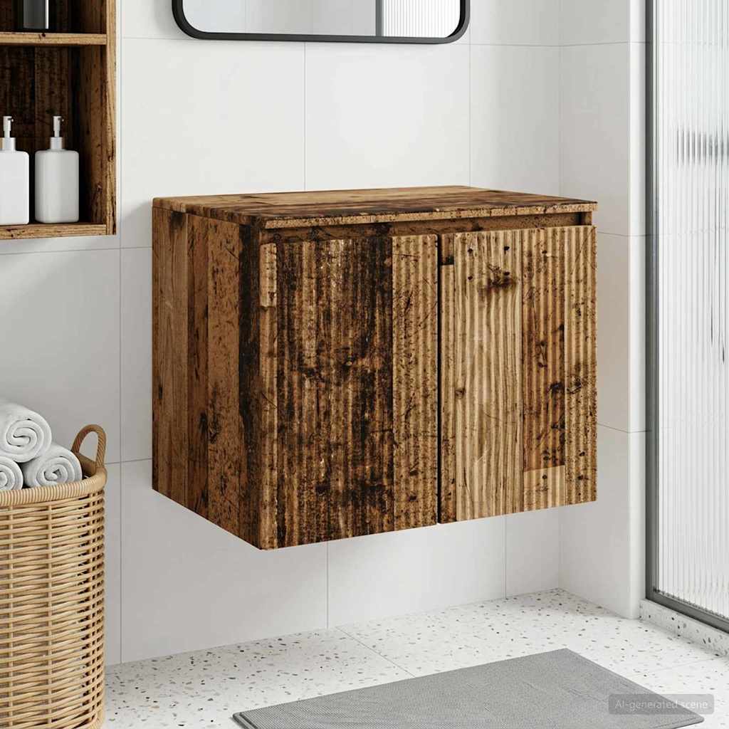 Wall Mounted Bathroom Cabinet Reclaimed Wood Look 62.5 X 44.5 X 50 Cm