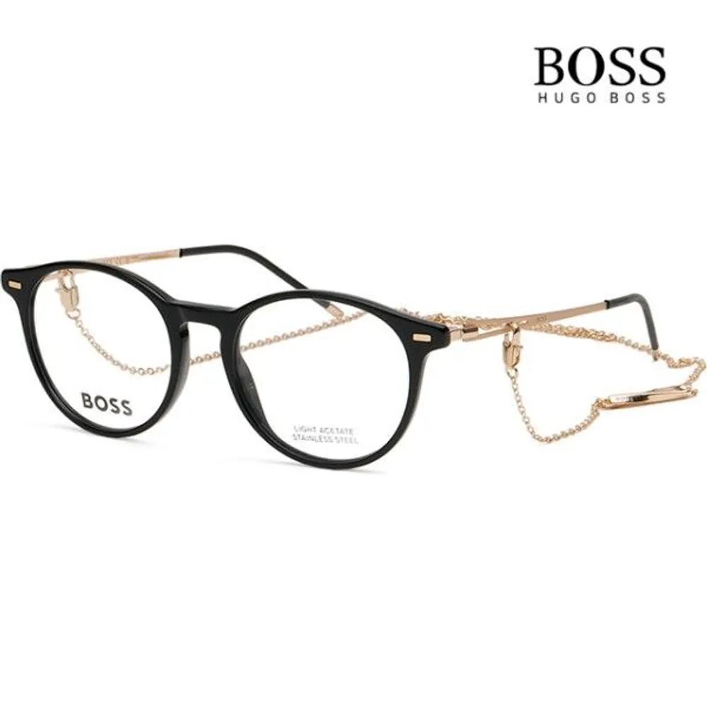 

[Hugo Boss] Hugo Boss Eyeglass Frames BOSS1458 807 Black Horn-rimmed Round Lightweight Chain Pendant Fashion