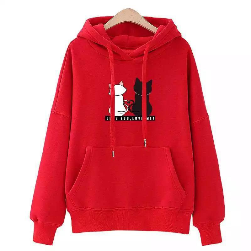 Streetwear Hoodies Women Sweatshirt Autumn Long Sleeve Hoodies Harajuku Hoodie Cute Cat Print Sweatshirt Women