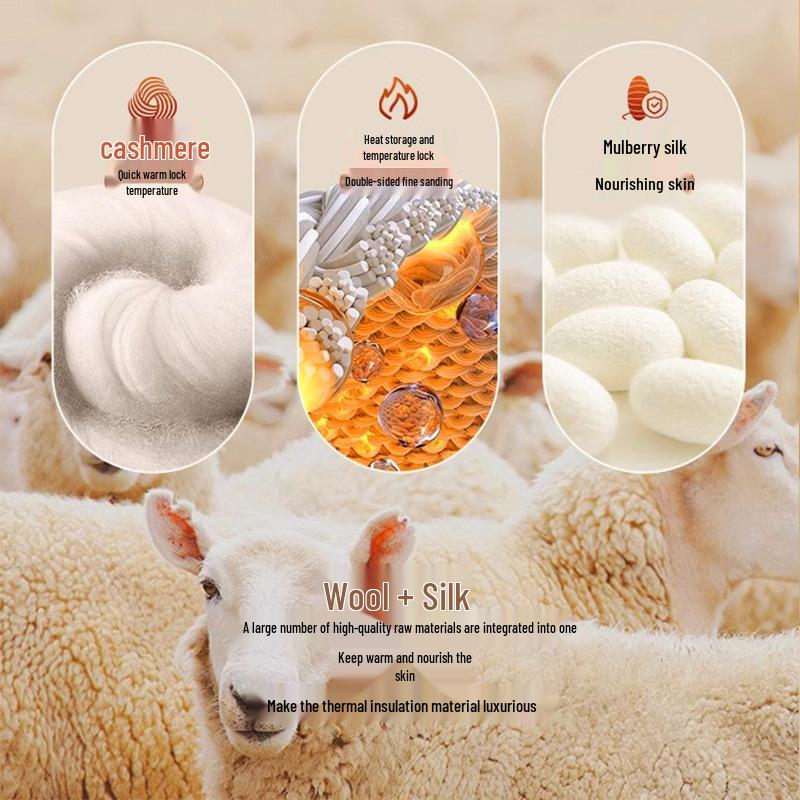 2025 Cashmere Silk Warm Underwear Set: Men's & Women's Autumn/Winter Wool Base Layer