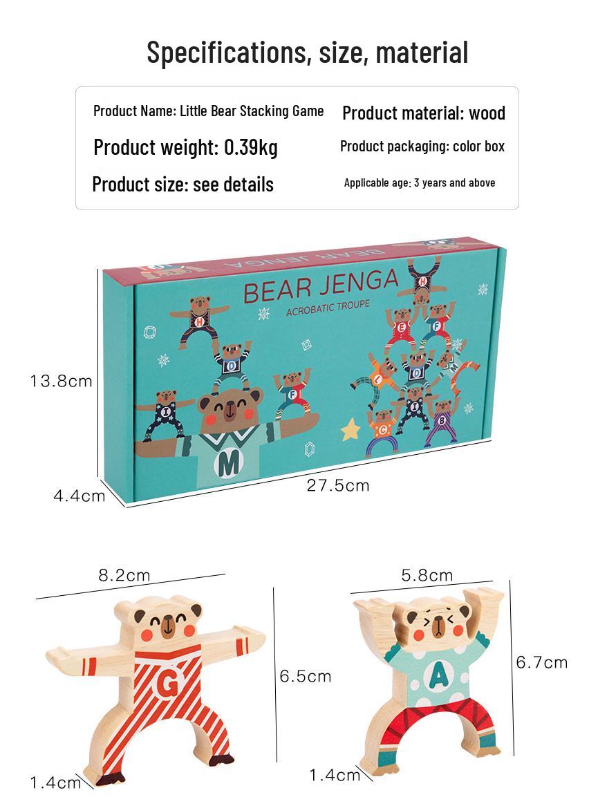 

Деревянная игра на баланс «Медведь» для детей - Развивающие акробатические блоки