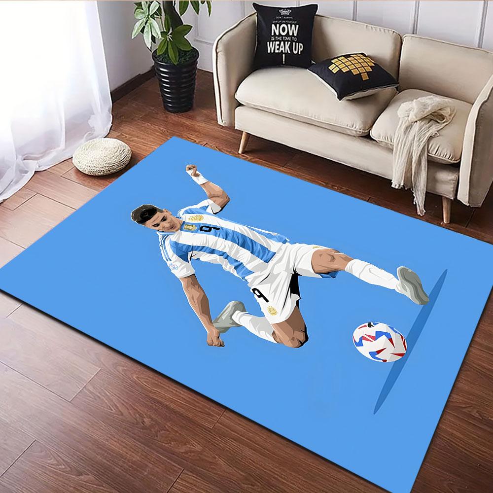Soccer Player in Action Patterned carpet, suitable as a non slip play mat for the living room and bedroom sofa