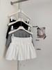 2025 Women's White Floral Elastic Mid-Waist A-line Skort - Casual Summer Half Skirt