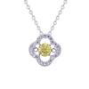 S925 Silver Dancing Heart Moissanite Necklace: Women's 50-Point Colored Moissanite Clover Pendant on Clavicle Chain