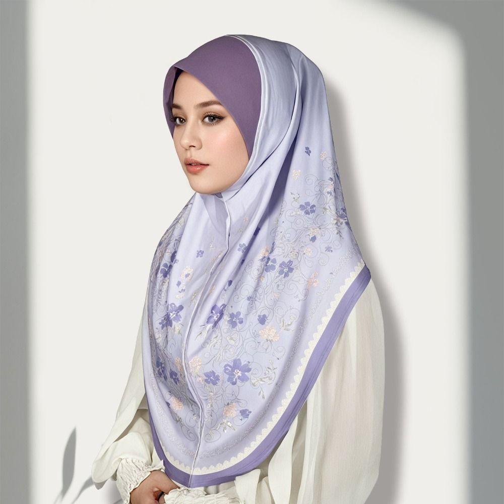 Cotton Eid Al-Fitr Long Floral Turban Adjustable Hijab Head Wrap Ethnic