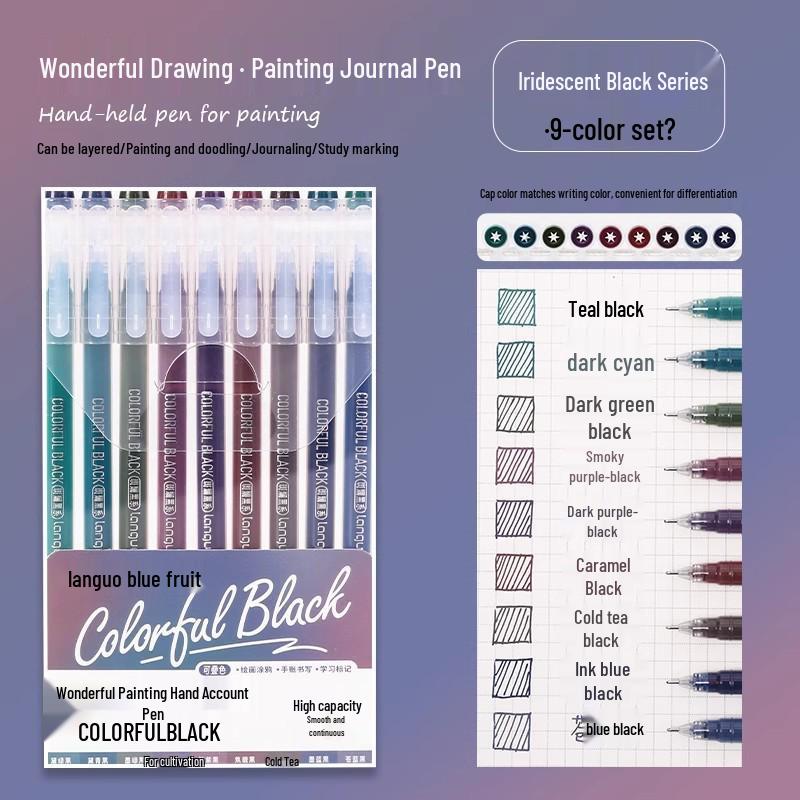 Blue Fruit Journal Pen Set: High-Capacity Neutral Pens for Drawing, Note-Taking, Highlighters, and Fine Tip Pens