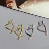 Gold Plated Heart Earrings: Cold Style Niche Design, No Piercing Ear Clips, Simple Mosquito Coil Ear Hoops for Women