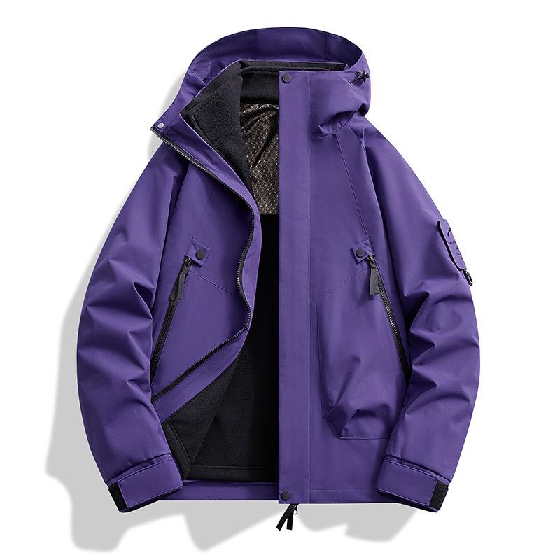 2024 Men’s & Women’s 3-in-1 Outdoor Mountaineering Jacket: Detachable, Waterproof, Solid Color System.