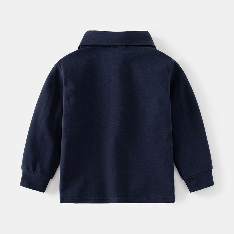 Children's Clothing Spring and Autumn Kids Long Sleeves Polo Shirt Boys' Two-Button Lapel Monster Cartoon Print Baby T-shirt