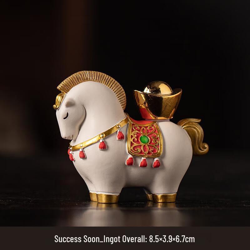 JINGRUIXIANG Chinese Style Rotating Tang Horse Yuanbao Ornament