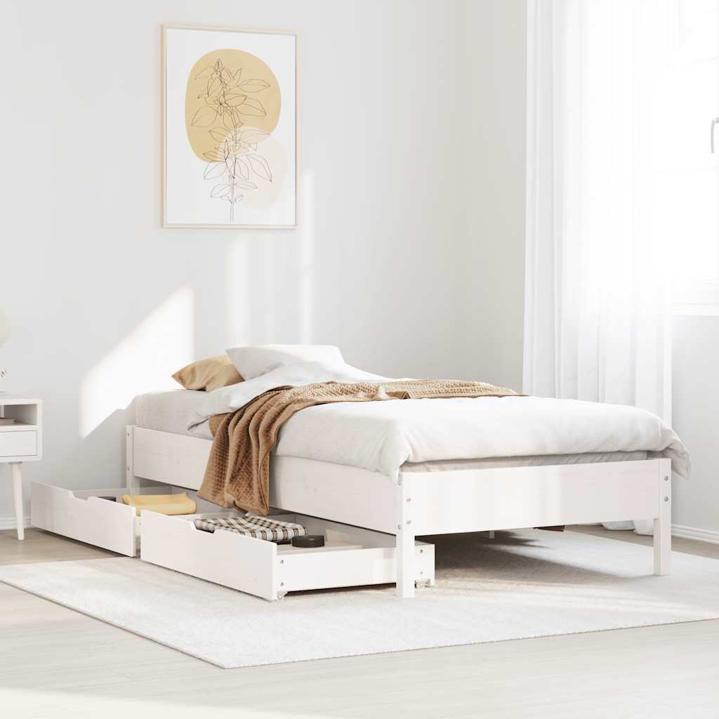 Solid Wood Bed without Mattress White 75 x 190 cm Pine Wood