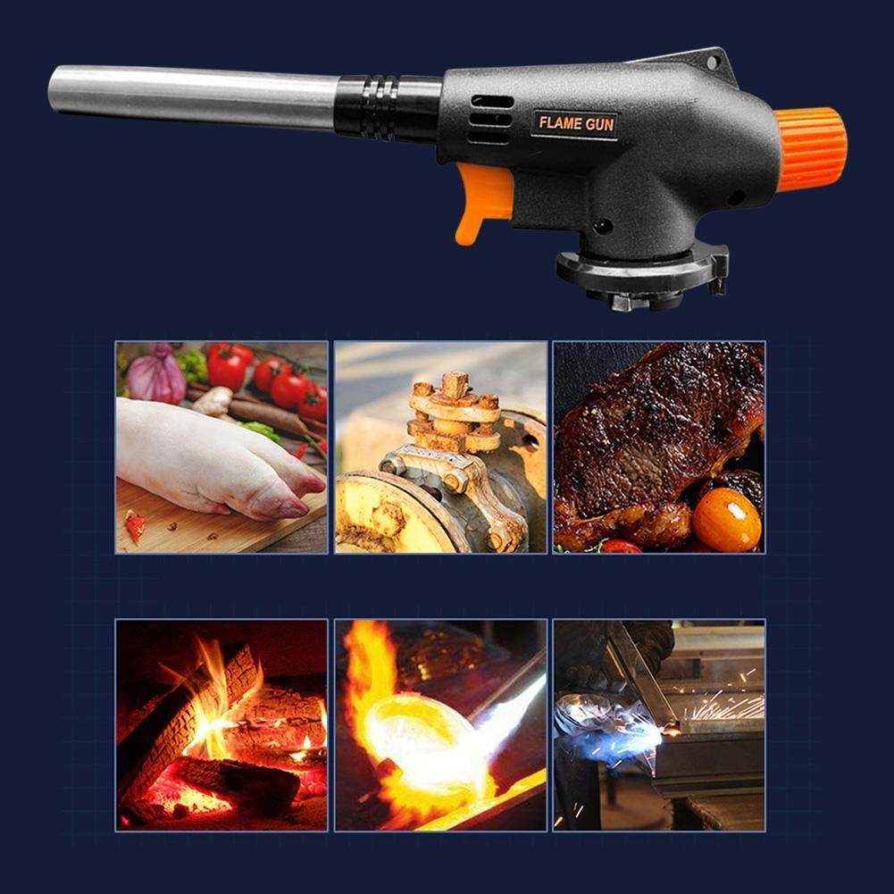 Butane Torch Head Grill Cooking Torch with Adjustable Flame 1300℃ Gas-Burner Lighter for Outdoor Camping BBQ Picnic Hiking