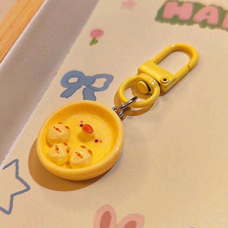 Cute Breakfast Plate Pendant Fun Simulation Food Play Keychain Creative Toast Banana Key Ring Accessorie