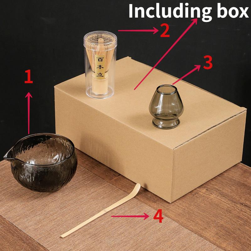 Set of 7 Japanese Glass Matcha Tea Set Momohonri Tea Brush Matcha Bowl Song Dynasty Tea Dispenser