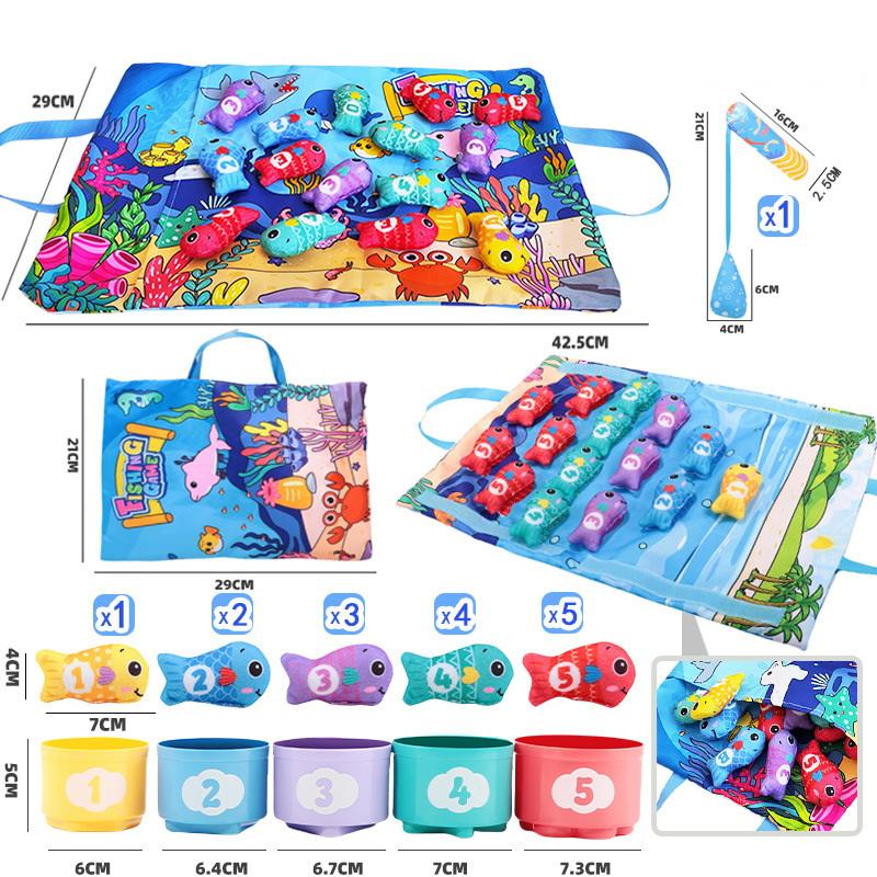 

1 Набор Математические игрушки для счета, Тканевая игра «Рыбалка», Сортировка по цвету, Раннее развитие, Монтессори-игрушка для малышей