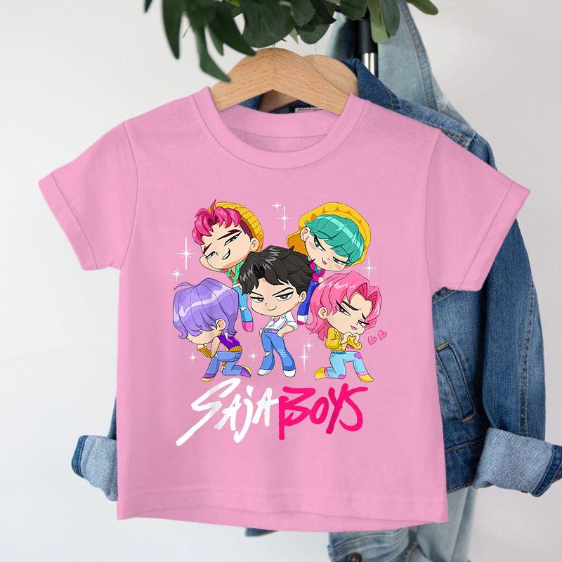 Neu 2026 KPop Dämonenjäger Saja Boys Cartoon Jungen T-Shirt Rundhals Print Mode Lässiges Top Kinder T-Shirt Kinderkleidung