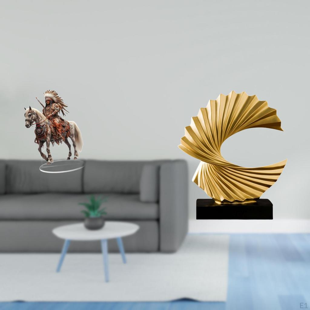 Home Knight Desk Sign Acrylic Ornament Wave Sculpture Abstract Statue Modern Shelf