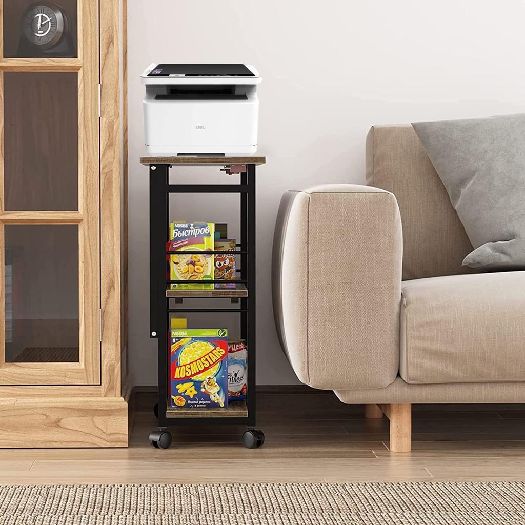 DEWEL Folding Desk with Storage Computer 60cm Wide X 30cm Deep X 70cm Easy Adjustable Shelf Compact Printer Side for Teleworking At Home Rack, Desk,