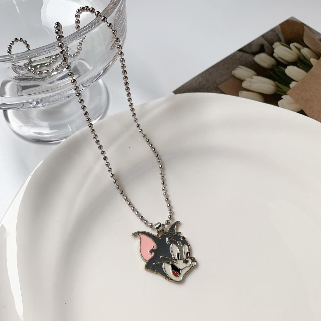 Sweet Cool Bear Series Metal Necklace Simple Retro Round Brand Pendant Versatile Niche Design Clavicle Chain